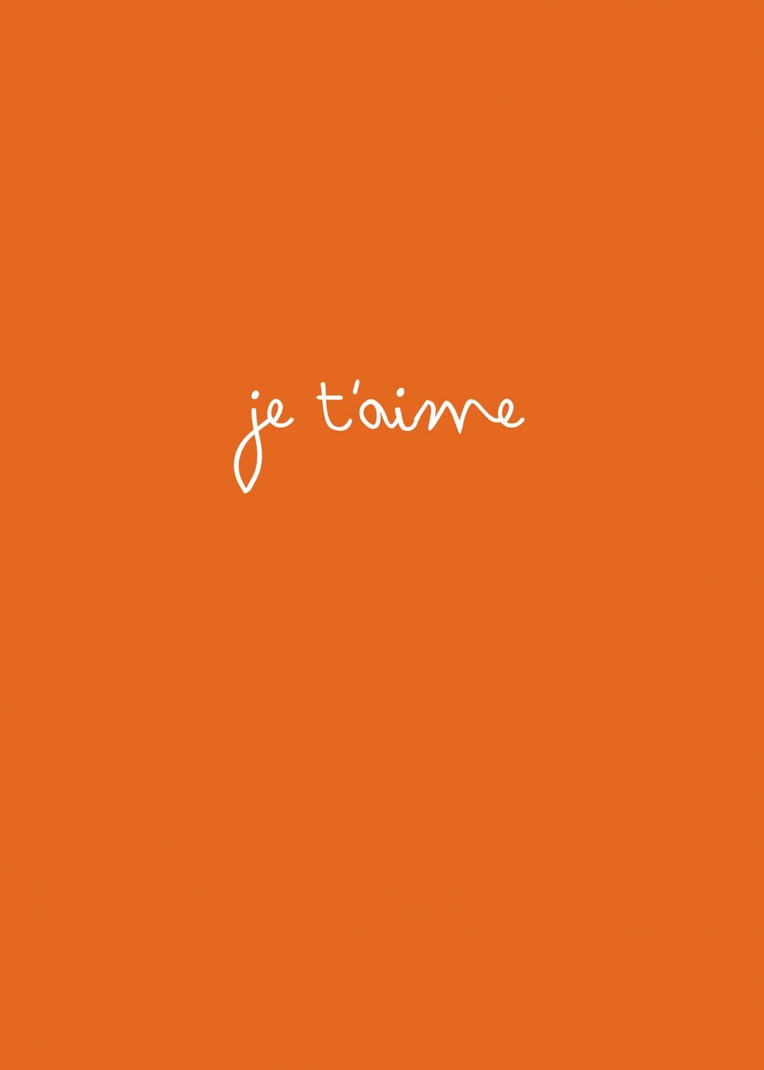 Scritta 'je t'aime' sfondo arancione, 1080x1512 Verticale, Mobile