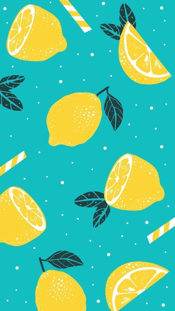 Limoni gialli su sfondo turchese, 700x1244 Verticale, Telefono