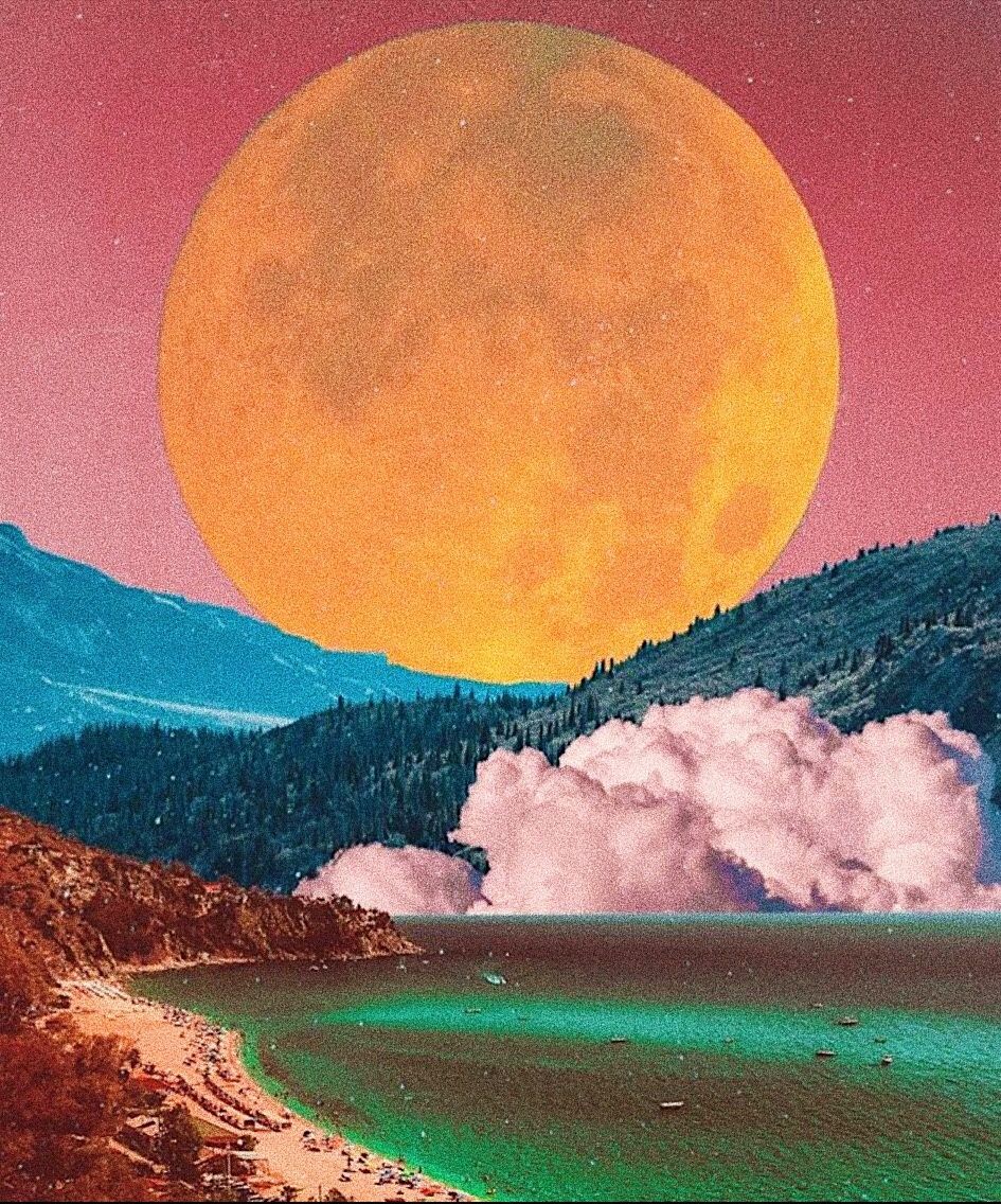 Luna gigante su montagne, 945x1136 Verticale, Telefono