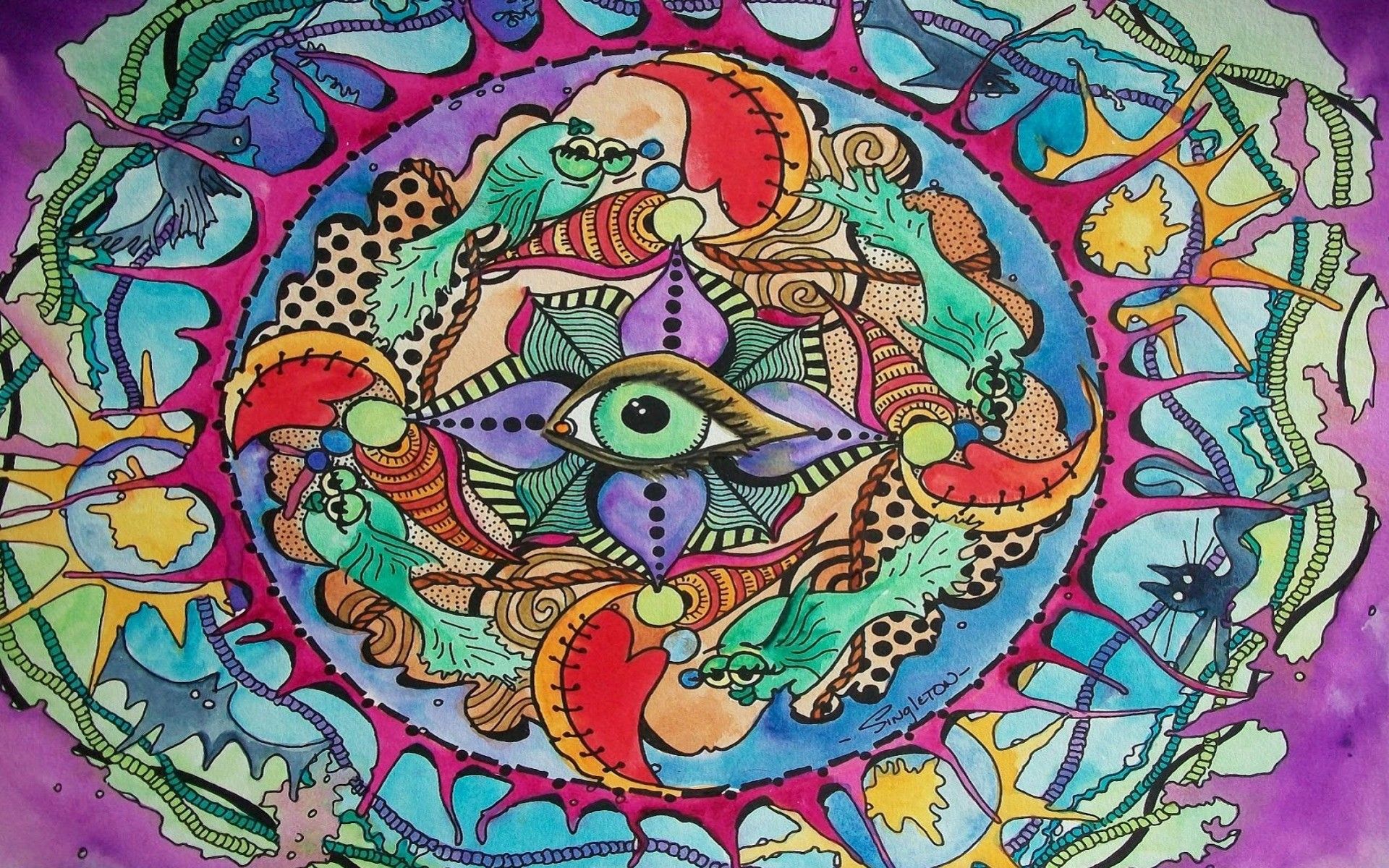 Mandala psichedelico con occhio, 1920x1200 WUXGA, PC Desktop