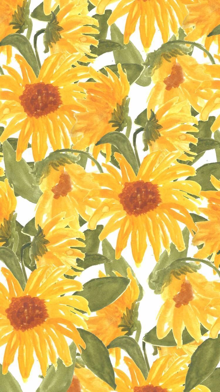 Girasoli dipinti sfondo bianco, 750x1334 Full HD Verticale, iPhone