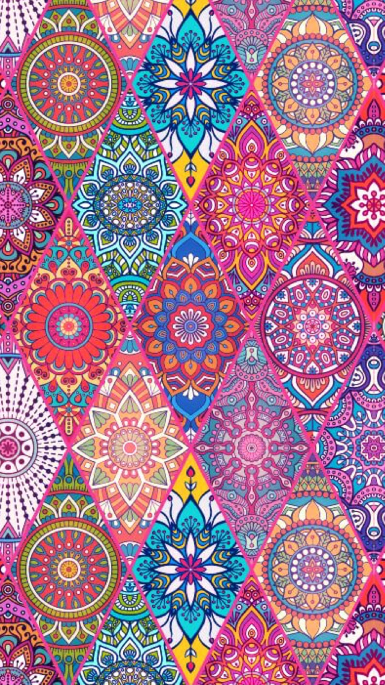 Pattern mandala colorati boho, 1242x2208 Full HD Verticale, Smartphone