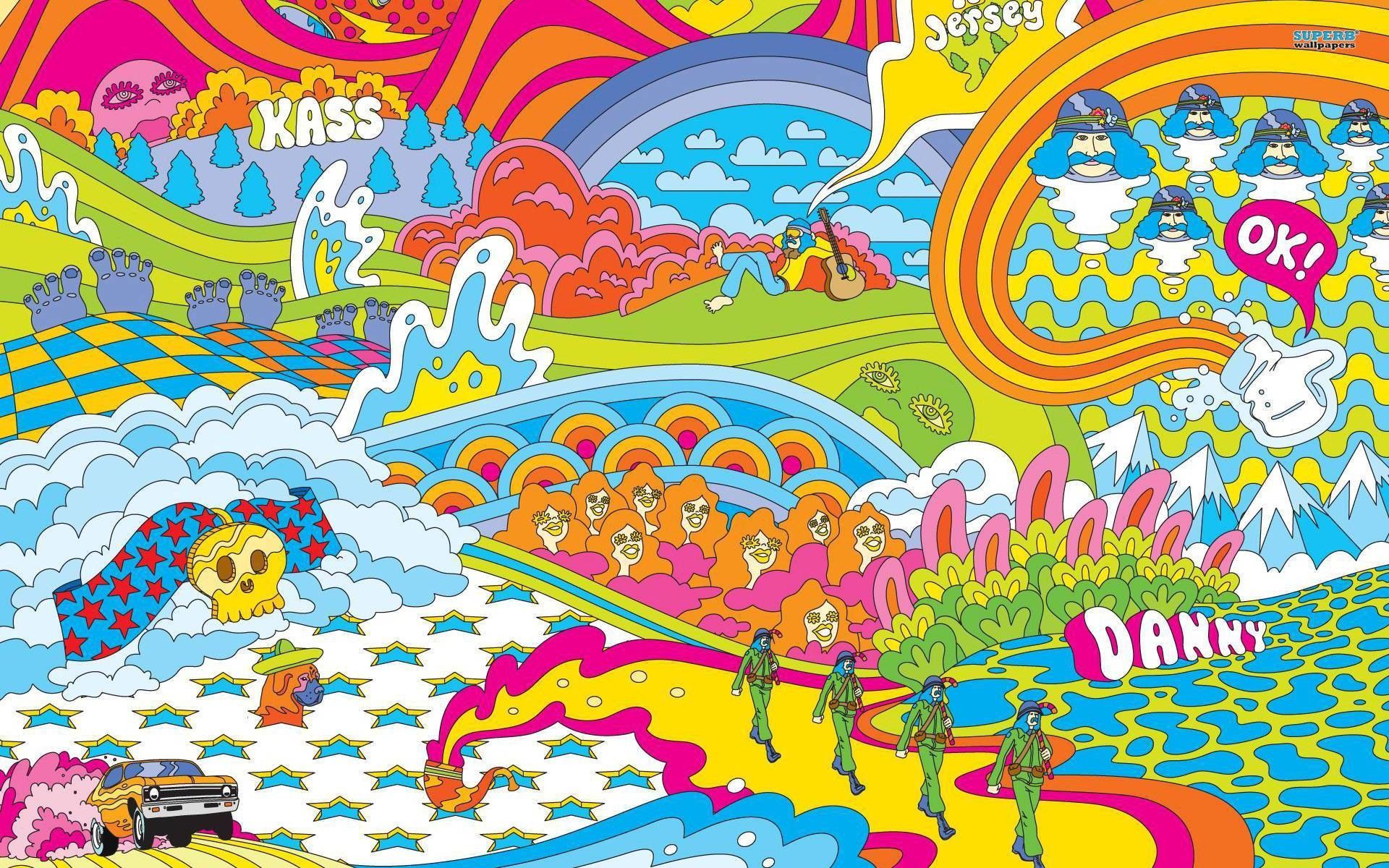 Paesaggio psichedelico colorato hippie, 1920x1200 Full HD+, Laptop