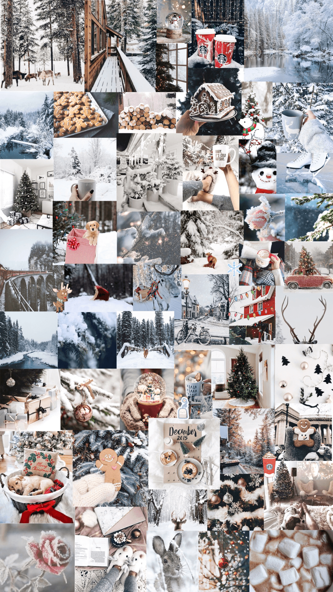 Collage estetica invernale natalizia, 1078x1916 Full HD Verticale, iPhone