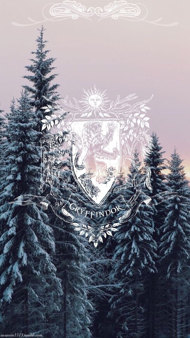 Stemma Grifondoro pini innevati, Harry Potter, 719x1280 Verticale, Telefono