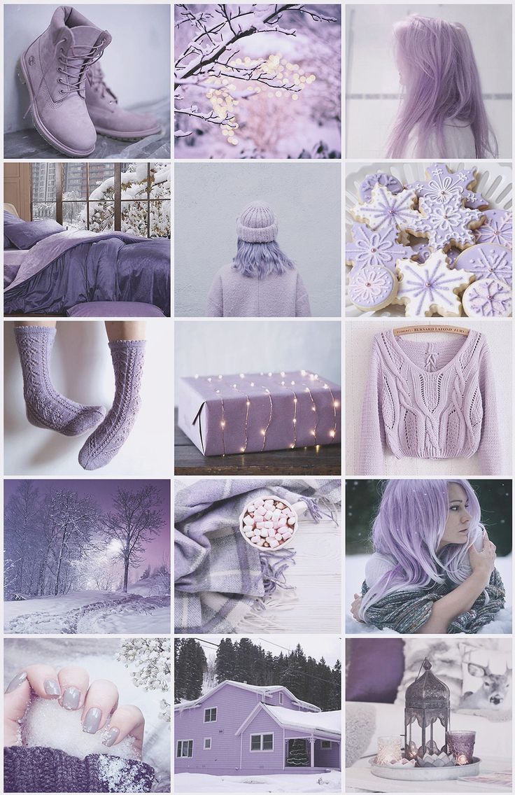 Collage viola estetica invernale, 736x1136 Verticale, Mobile