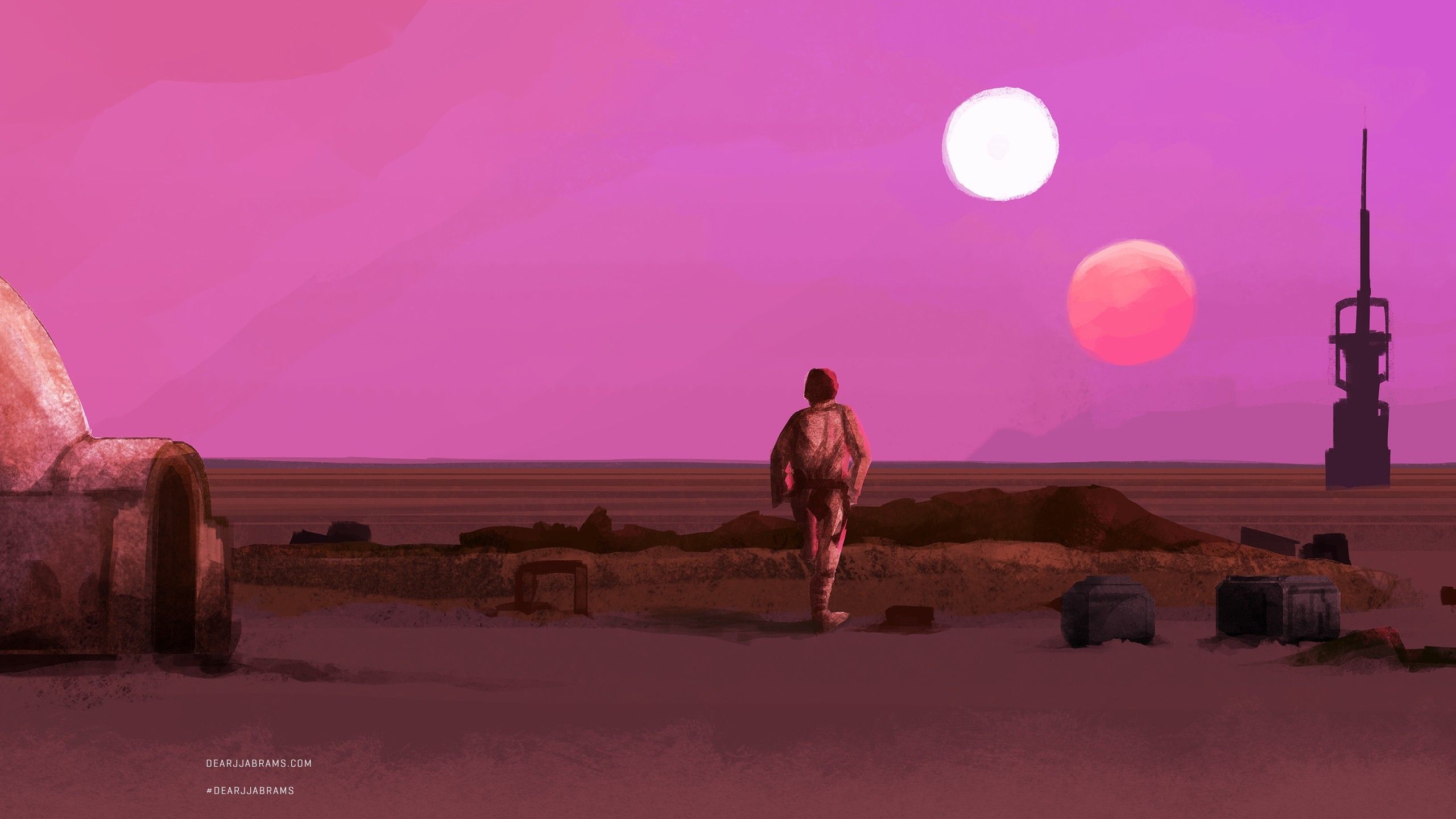 Deserto Tatooine due soli rosa, 2560x1440 QHD, Laptop