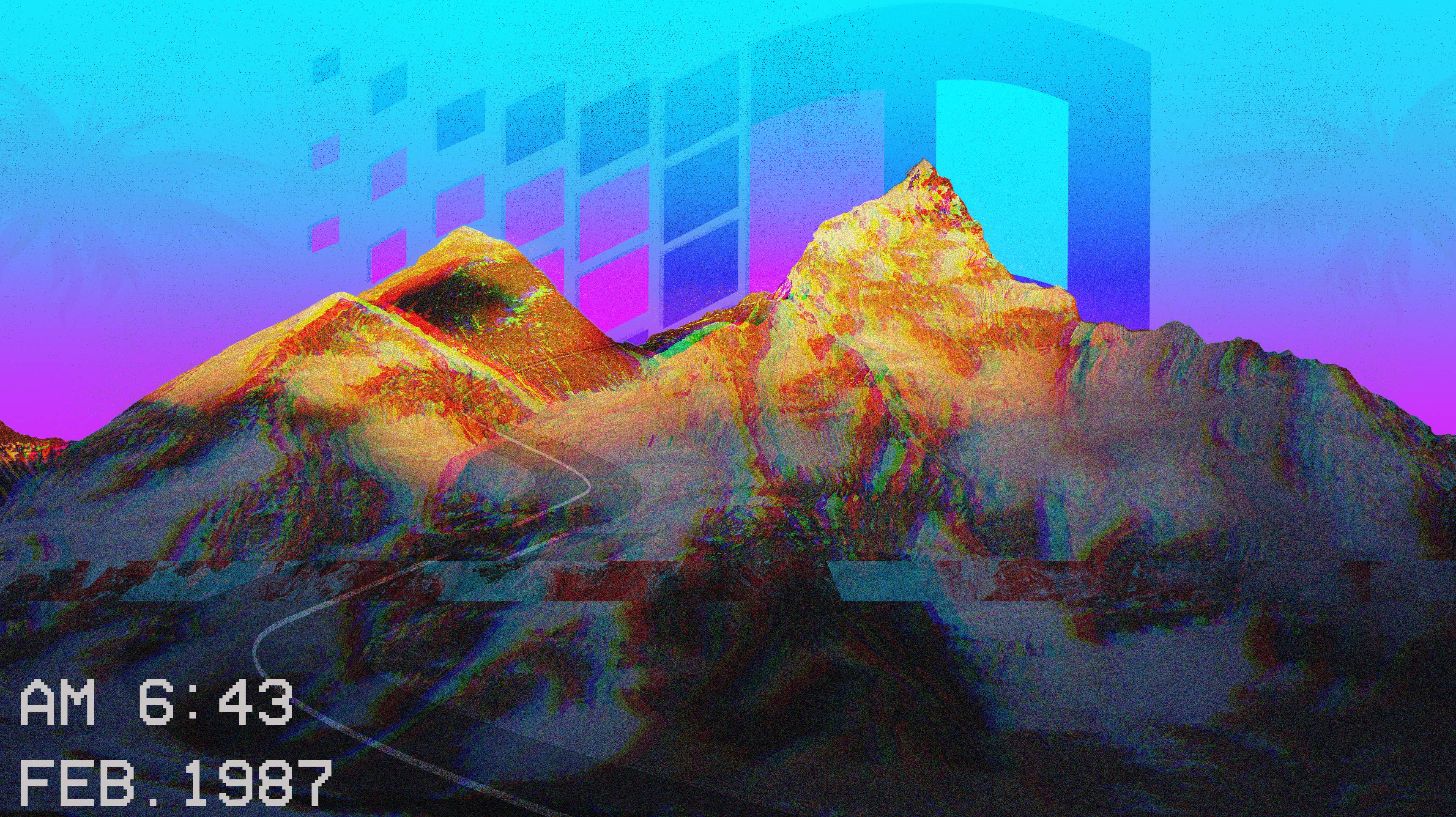 Montagne neon stile retrowave, 1920x1080 1080p, PC