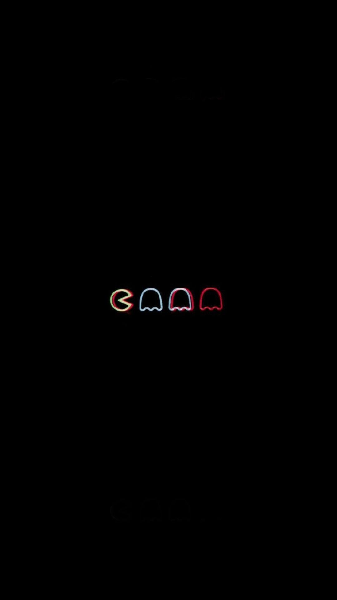 Pac-Man fantasmi minimal nero, 1080x1920 Verticale, Mobile