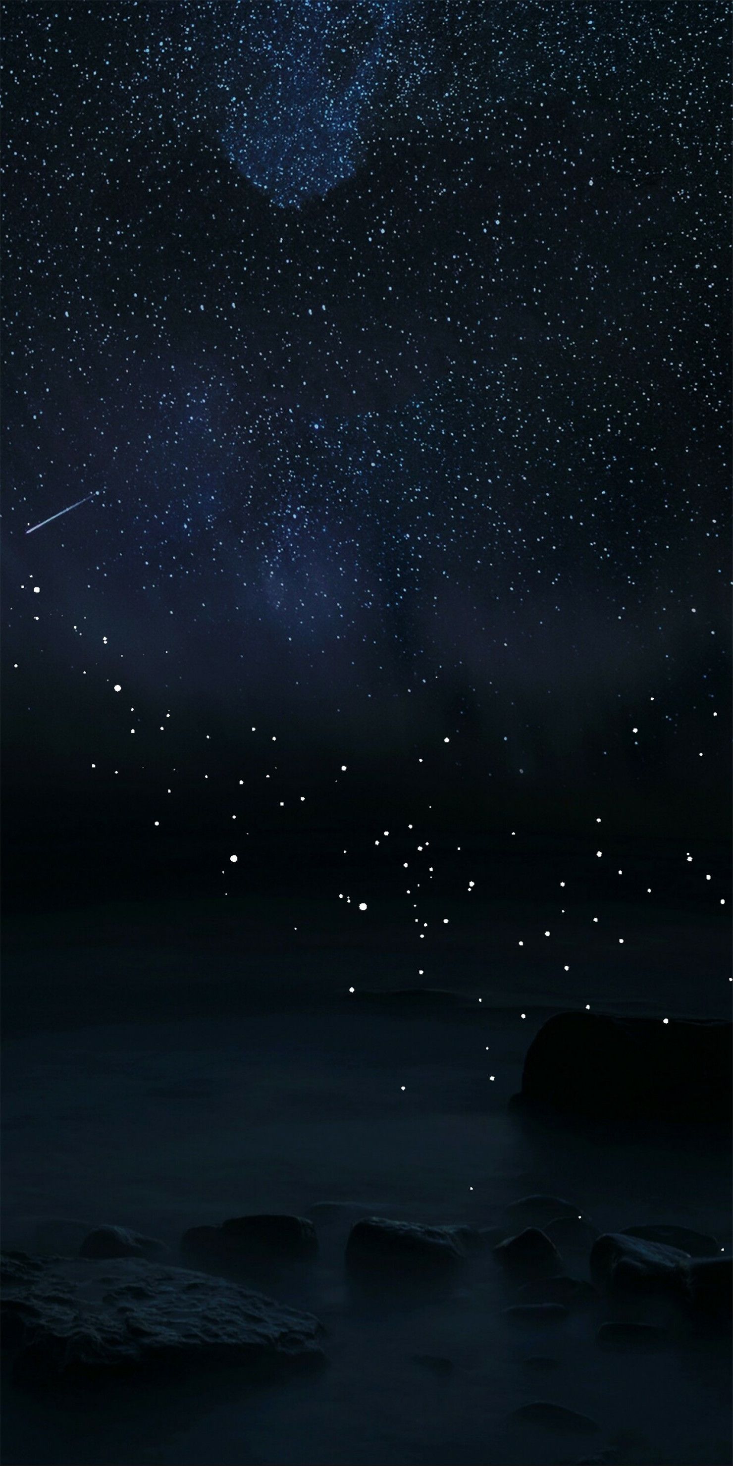 Cielo stellato notturno mare, 1480x2960 Full HD Verticale, Smartphone