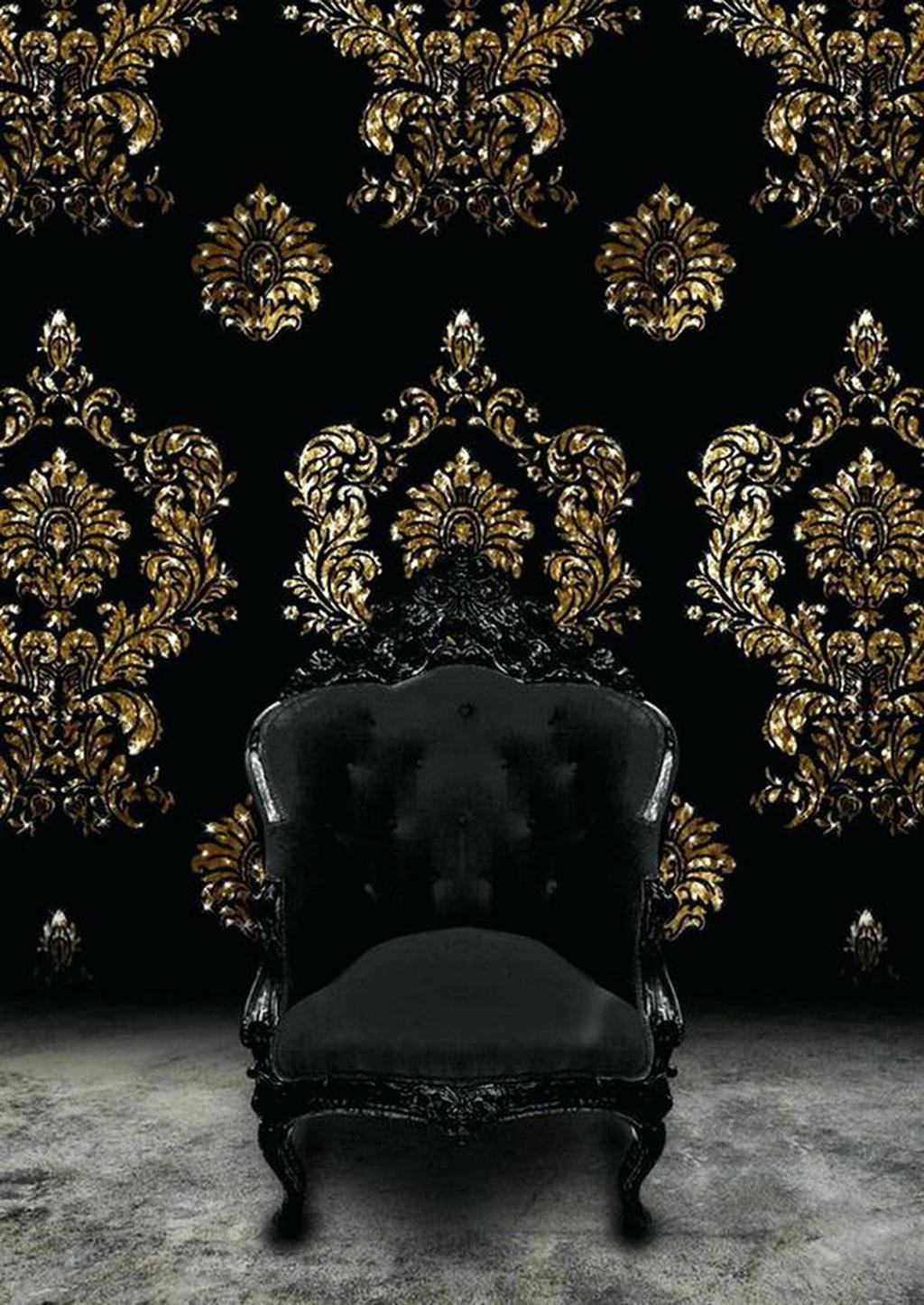 Poltrona barocca nera e oro, 1024x1446 Full HD Verticale, Smartphone