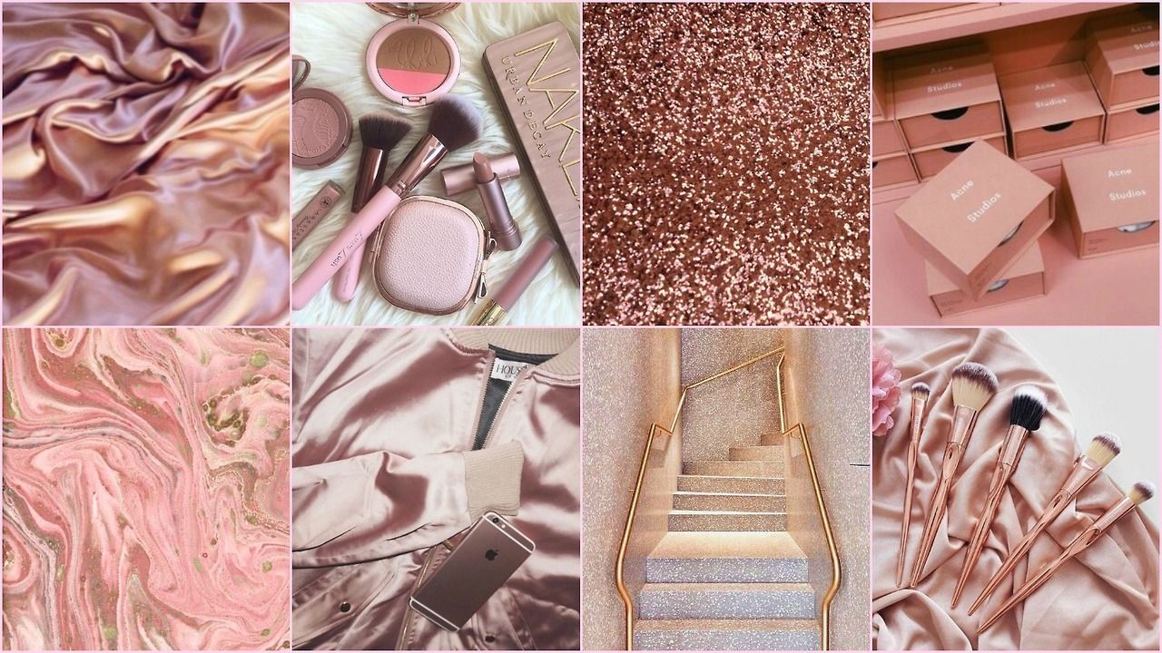 Collage estetico rosa dorato, 1280x720 720p, PC