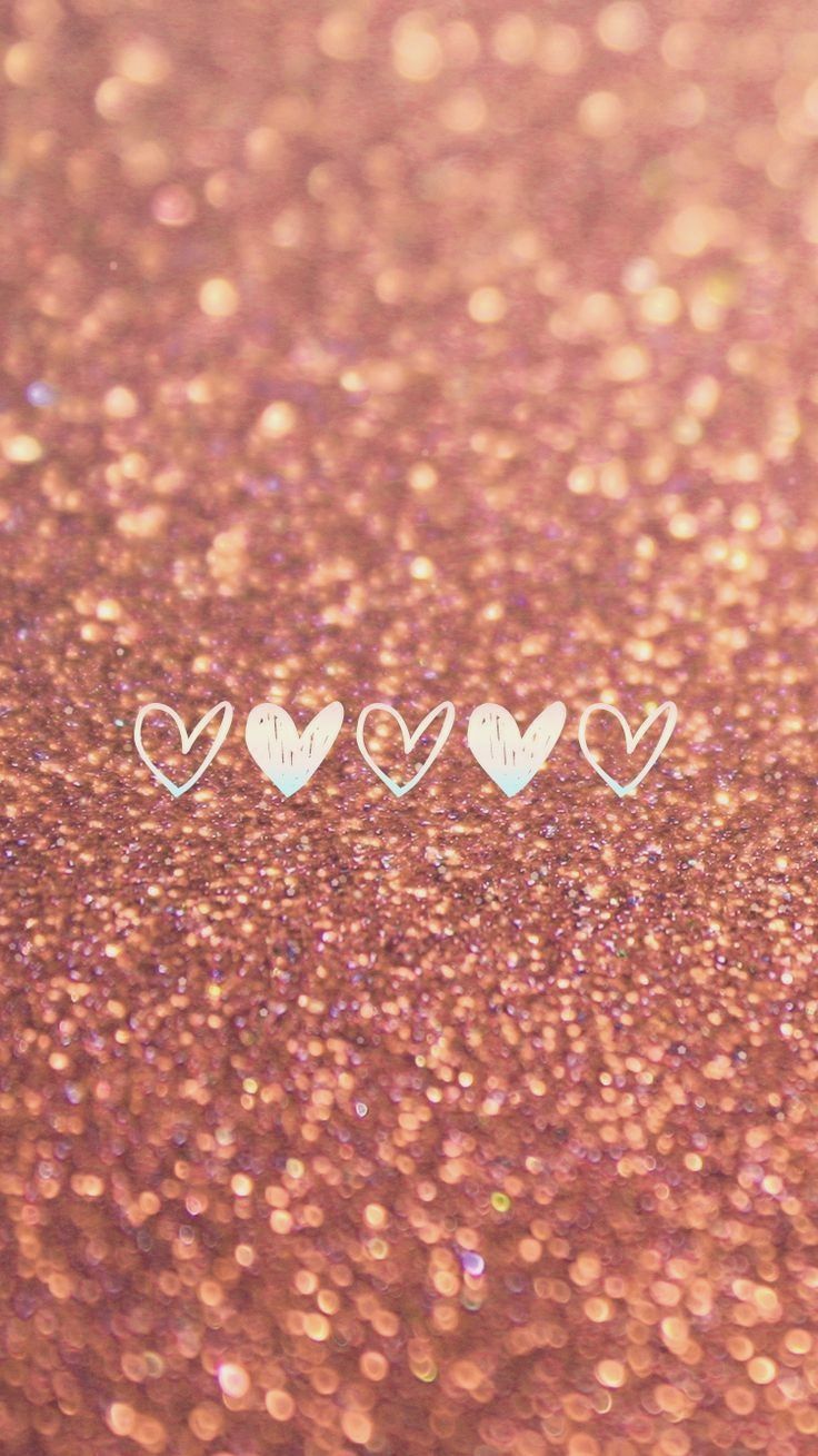 Cuori disegnati su glitter oro, 736x1309 Verticale, Telefono