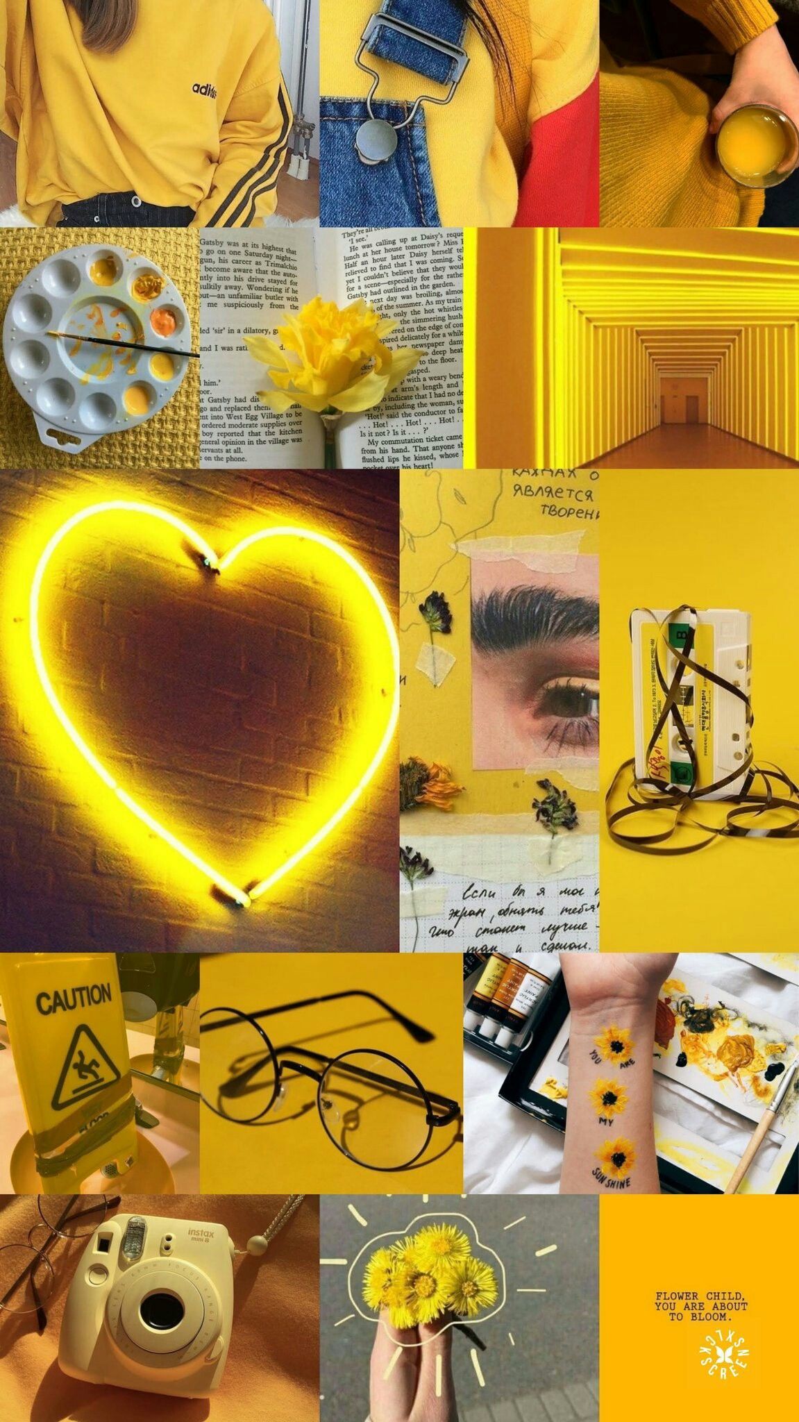 Collage estetico giallo pastello, 1151x2048 Full HD Verticale, iPhone