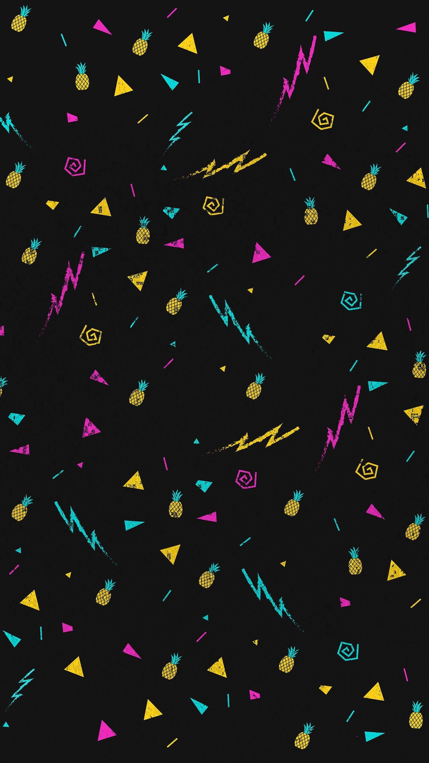 Pattern anni 80 fulmini ananas, 1440x2560 Full HD Verticale, iPhone