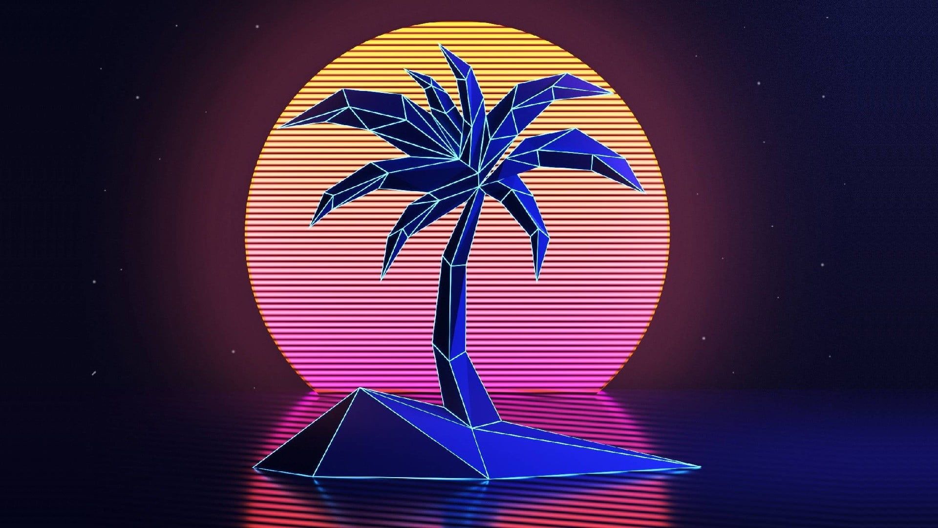 Palma vaporwave sole retrò, 1920x1080 1080p, PC