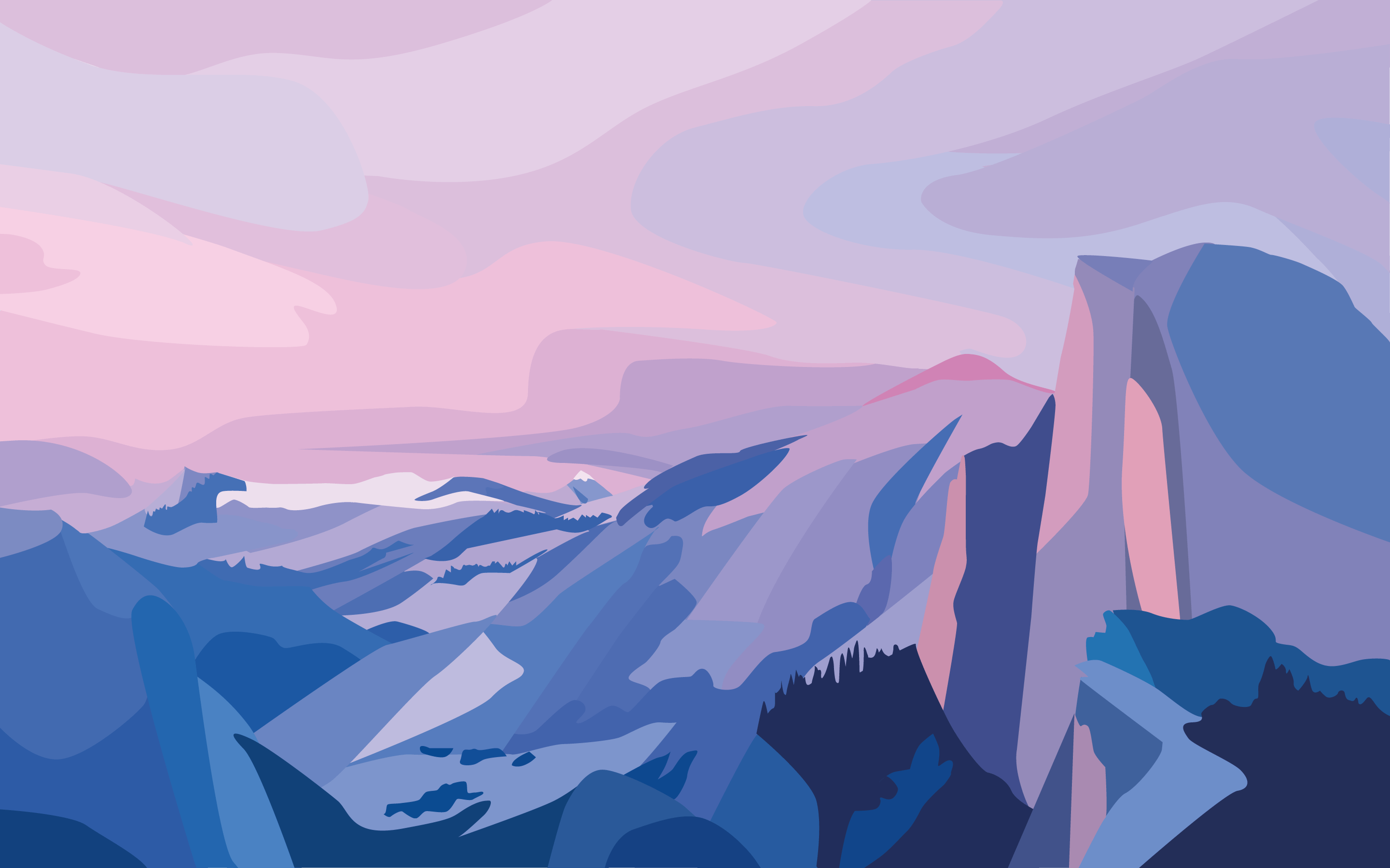 Montagne minimaliste blu pastello, 2880x1800 2K, Laptop