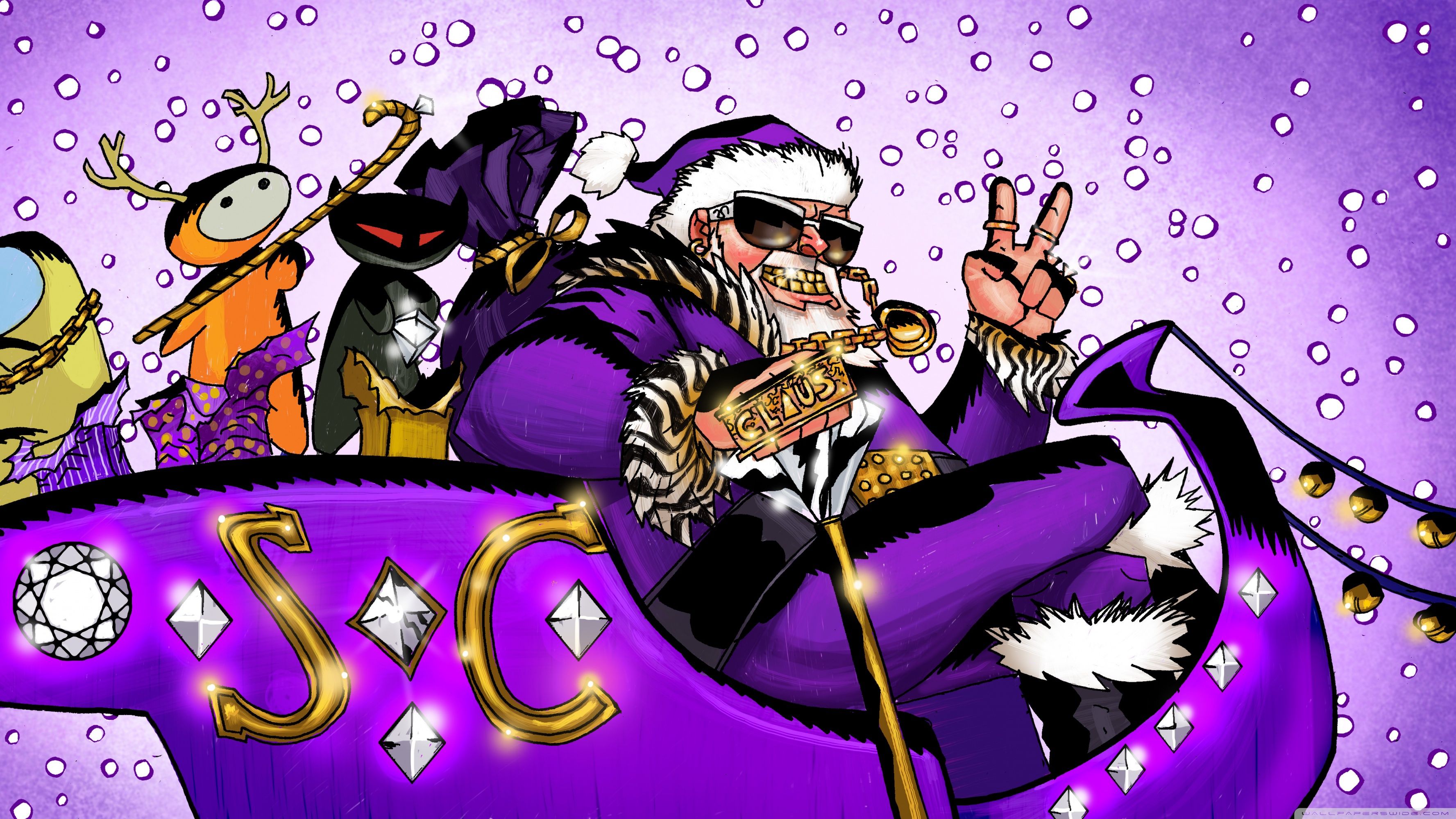 Babbo Natale viola con occhiali, 3554x1999 WQXGA, Desktop