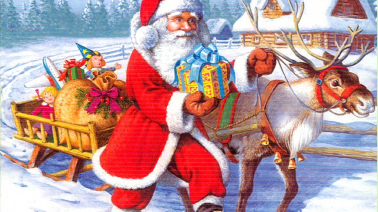 Babbo Natale slitta renne rosso, 1920x1200 Full HD+, Desktop