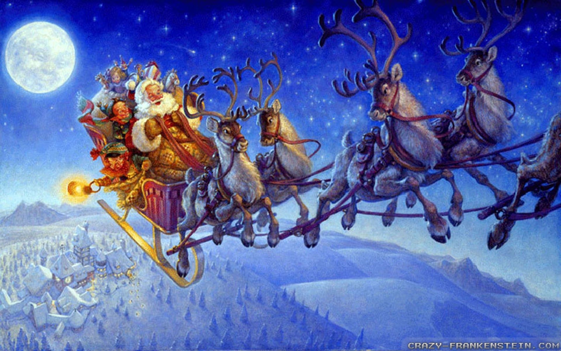 Babbo Natale slitta renne volanti, 1920x1200 Full HD+, Laptop