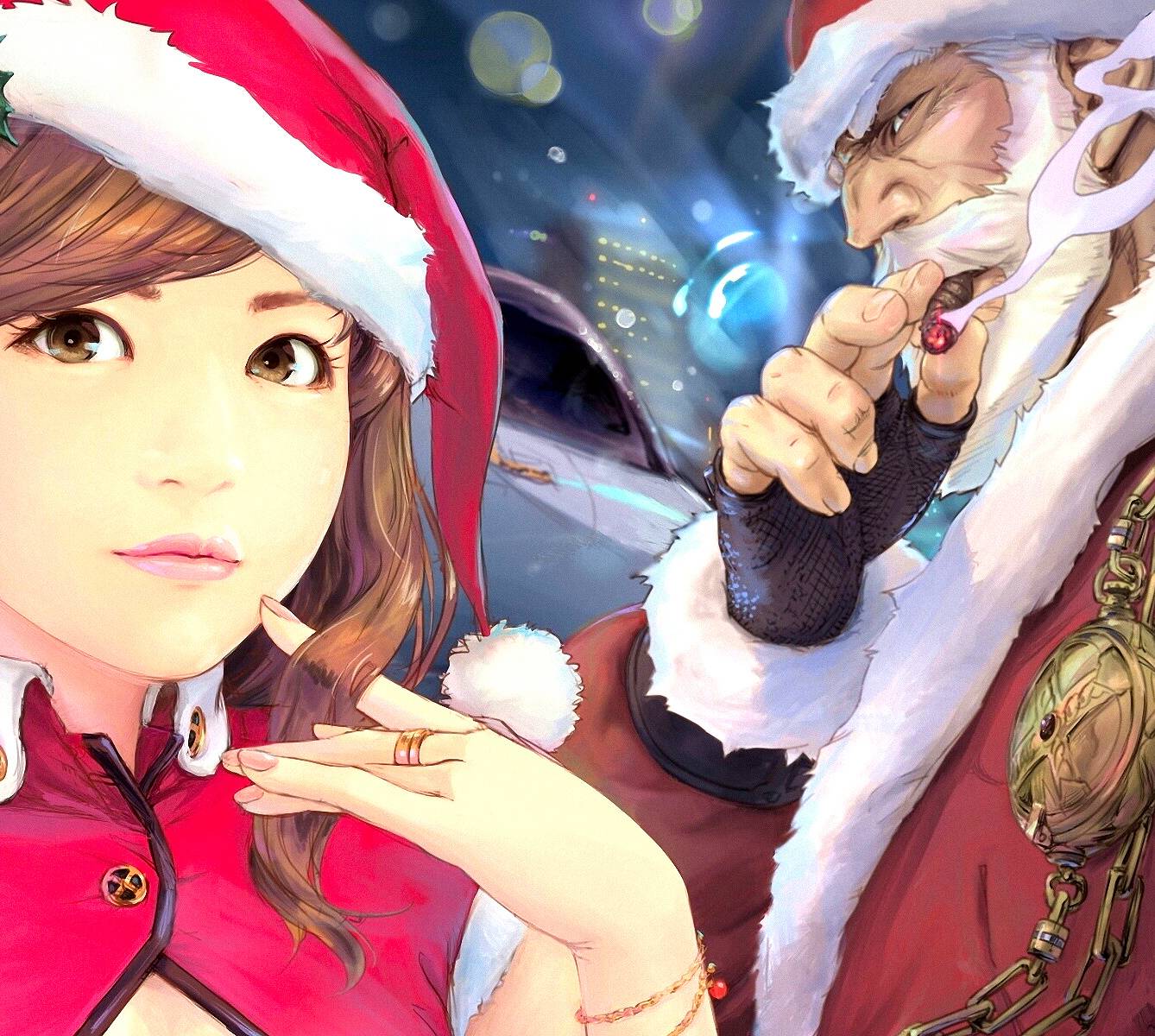 Babbo Natale con slitta e renna, 1280x720 720p, PC