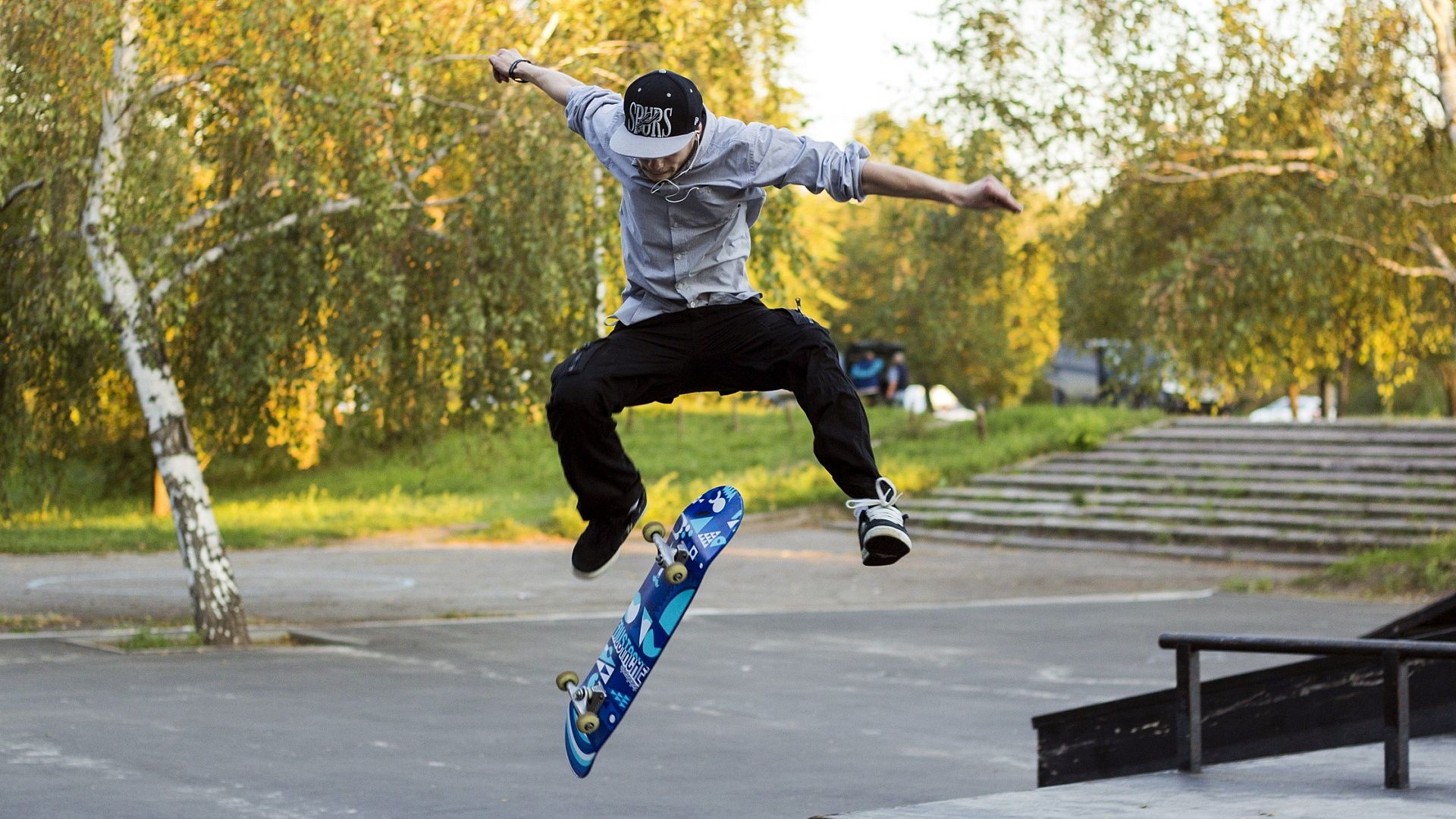 Skater in salto strada urbana, 1920x1080 1080p, Desktop