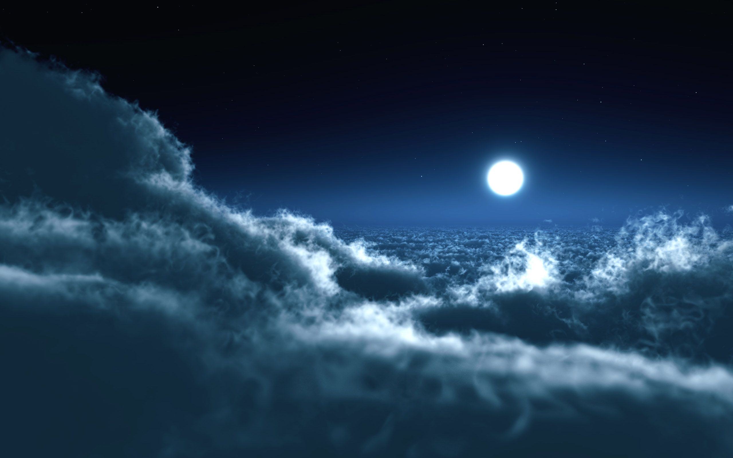 Luna piena sopra nuvole notturne, 2560x1600 WQXGA, PC