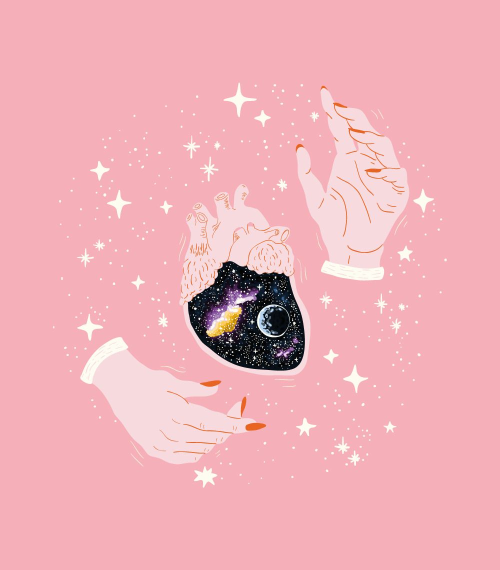 Cuore galassia tra mani rosa, 1000x1140 Full HD Verticale, iPhone