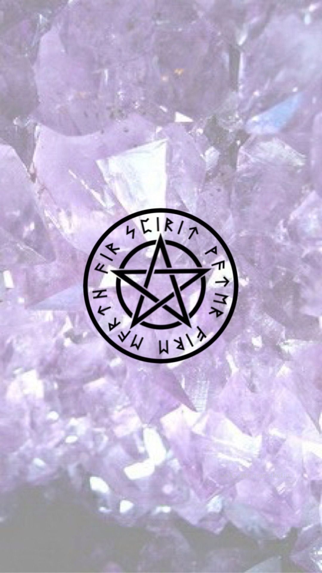Pentagramma su cristalli viola, 1080x1920 Verticale, Mobile