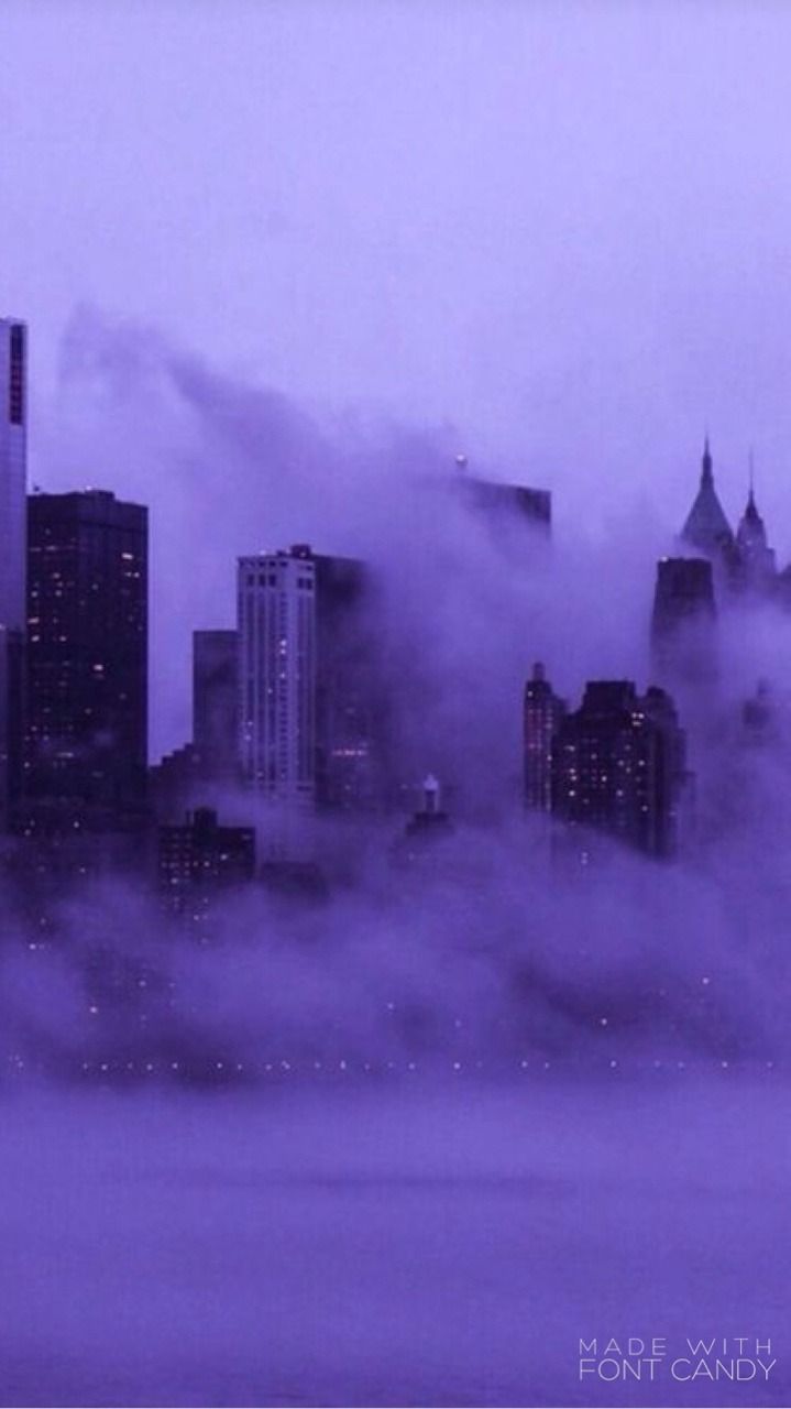 Skyline città nebbia viola, 719x1280 Verticale, OnePlus