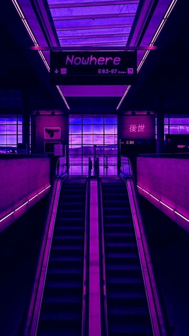Stazione metro viola neon, 720x1280 Verticale, Telefono