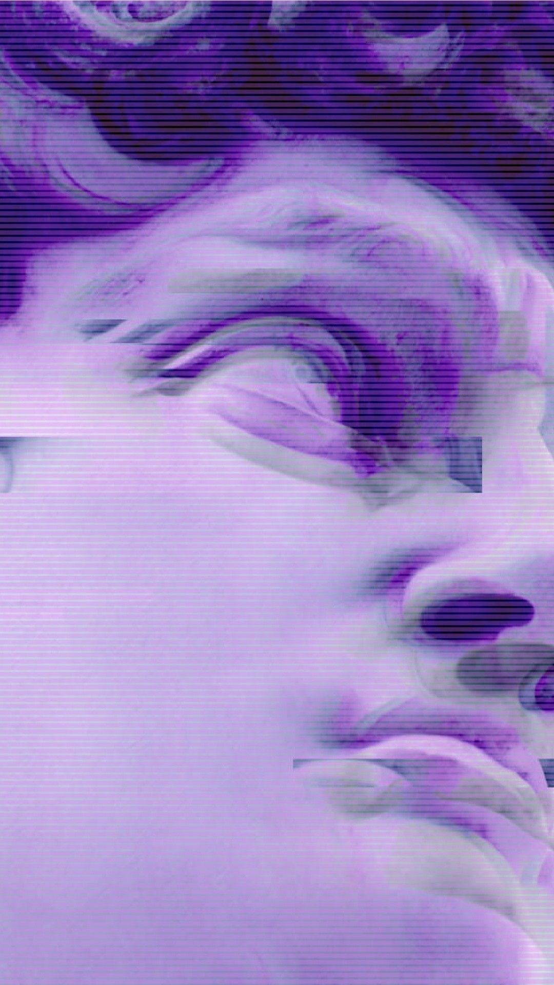 Statua David effetto glitch viola, 1080x1920 Verticale, Telefono