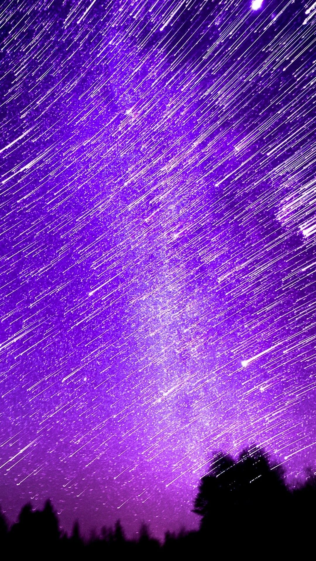 Pioggia di meteore cielo viola, 1080x1920 Verticale, iPhone Pro Max