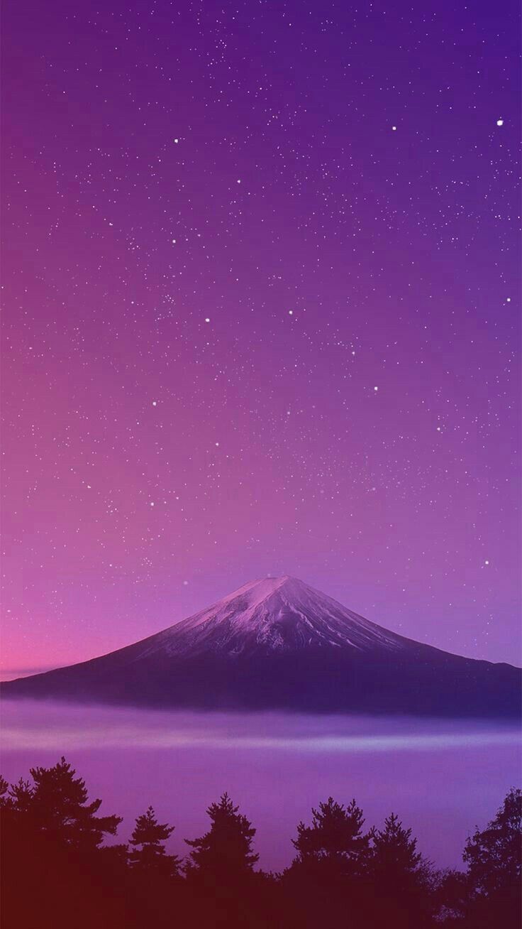 Montagna viola con stelle, 736x1308 Verticale, Mobile