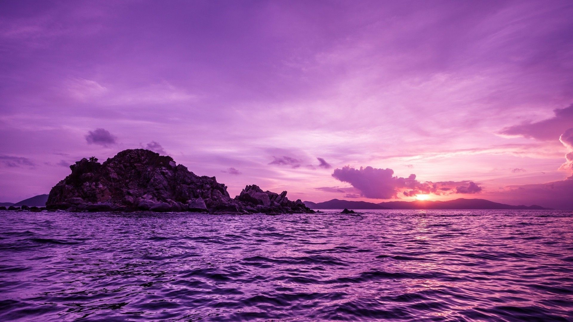 Tramonto viola sul mare, 1920x1080 Full HD 1080p, Monitor Gaming