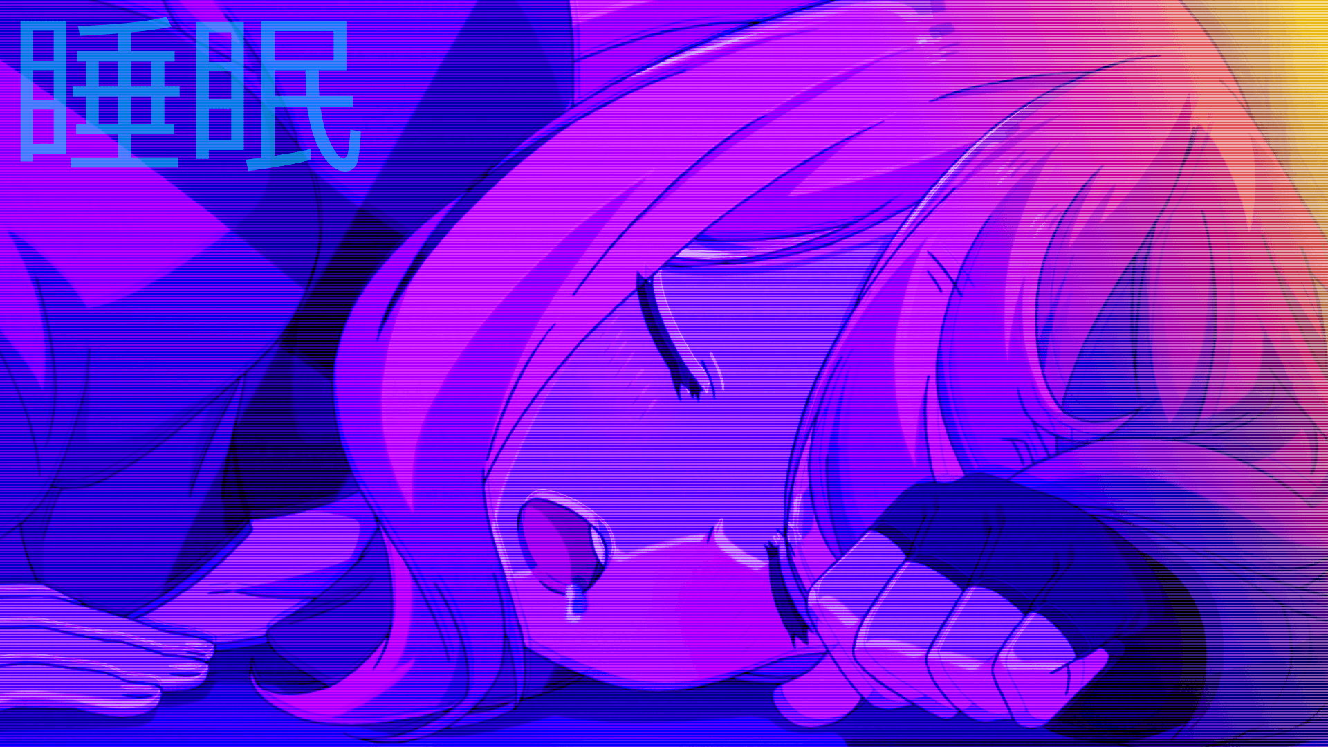 Montagne neon viola retrowave, 1280x720 HD, Desktop