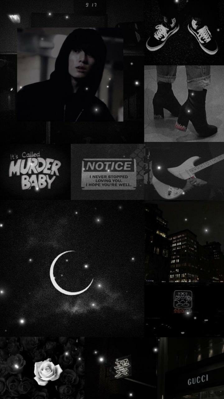 Collage estetico nero Jungkook, 720x1280 Full HD Verticale, Smartphone