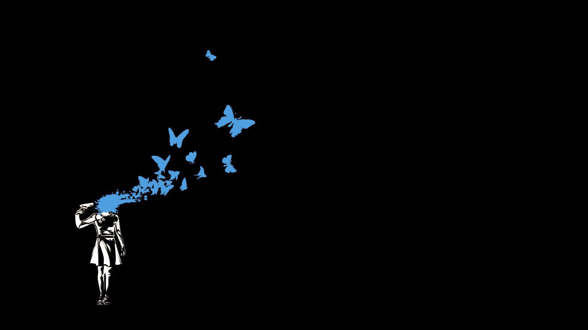 Uomo con farfalle blu, 1920x1080 1080p, Desktop