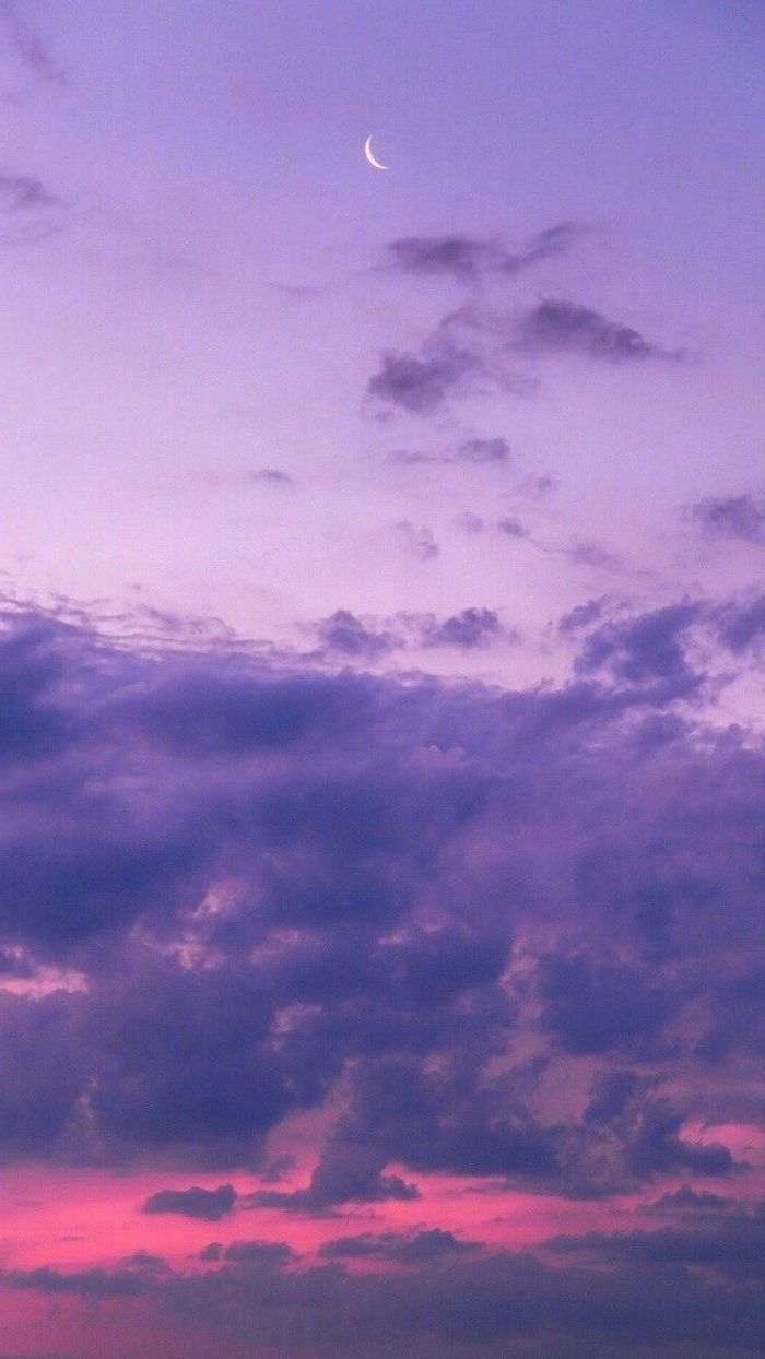 Cielo viola crepuscolo con luna, 700x1244 Full HD Verticale, iPhone Plus