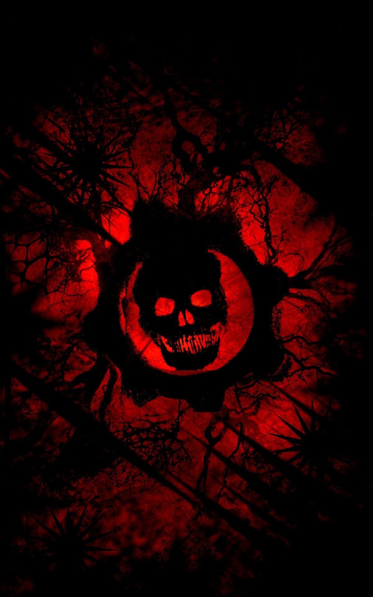 Teschio Gears of War rosso, 1200x1920 Full HD Verticale, Smartphone
