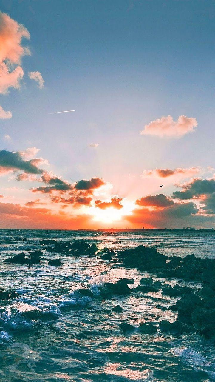 Tramonto sul mare con rocce, 721x1280 Verticale, Telefono