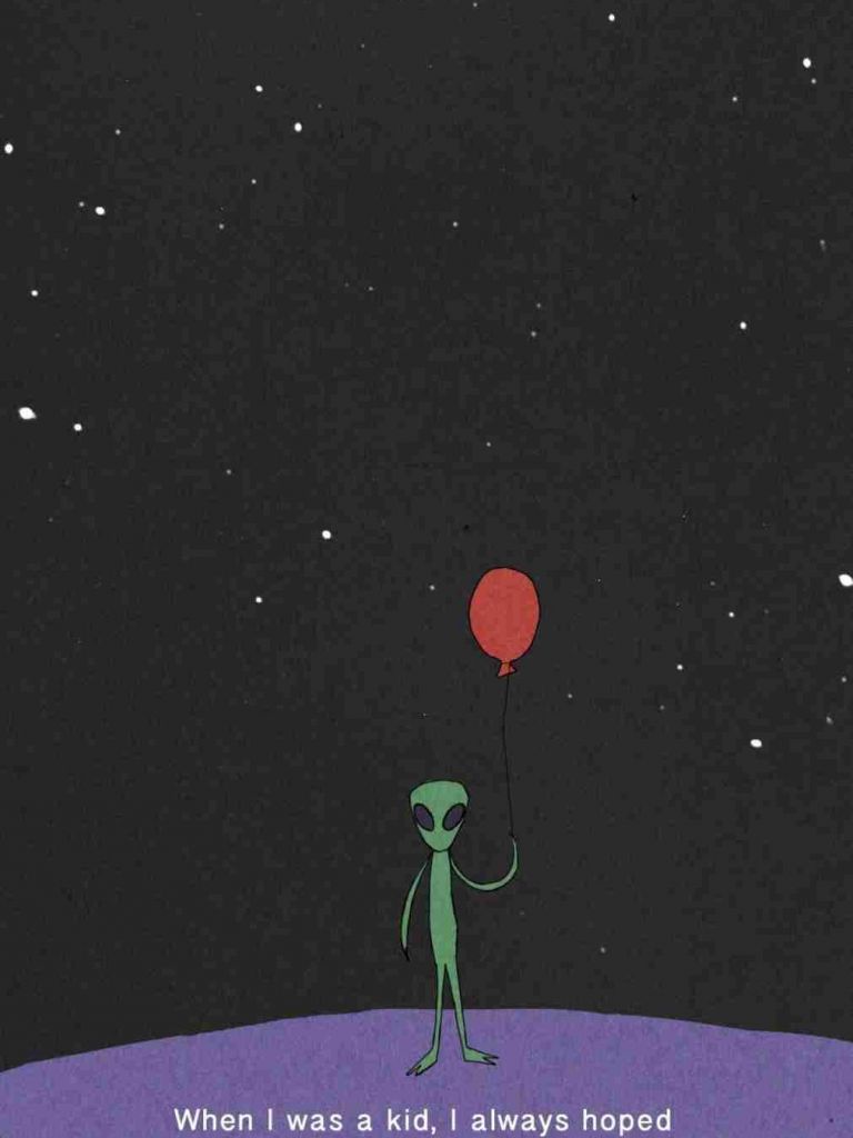 Alieno con palloncino rosso, 768x1024 Full HD Verticale, Smartphone