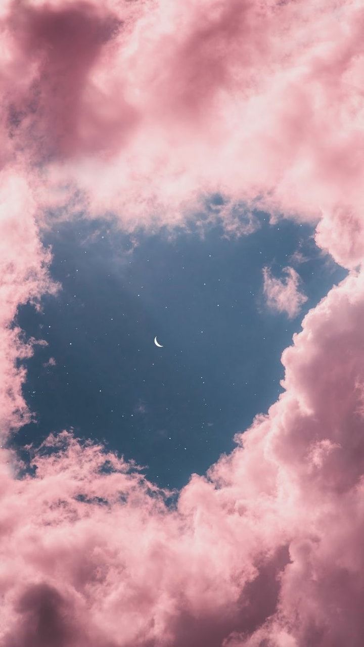 Cielo nuvole rosa e luna, 720x1280 Verticale, Telefono