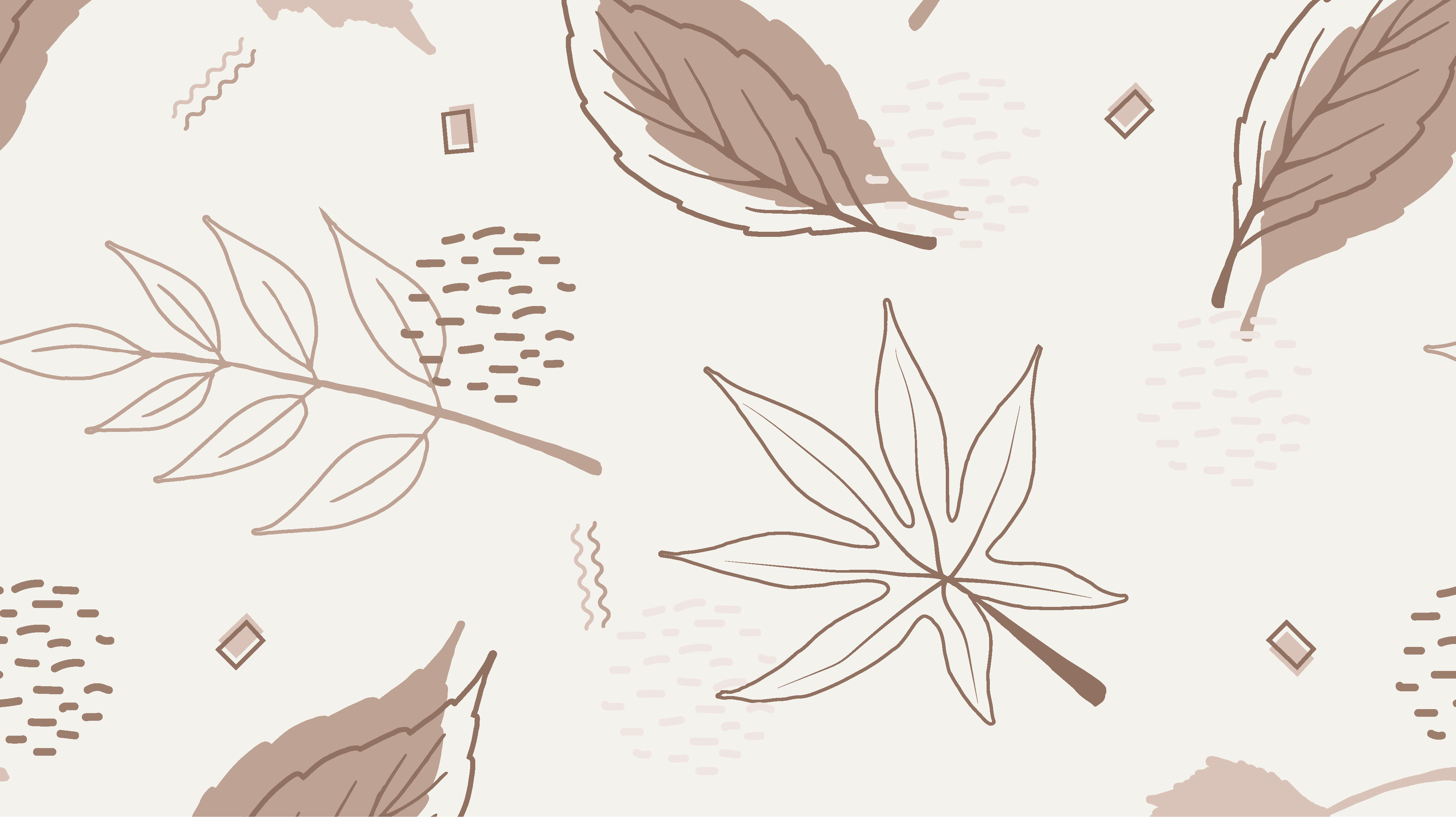 Foglie autunnali disegnate, tonalità beige, 4001x2251 Ultra HD, 4K TV