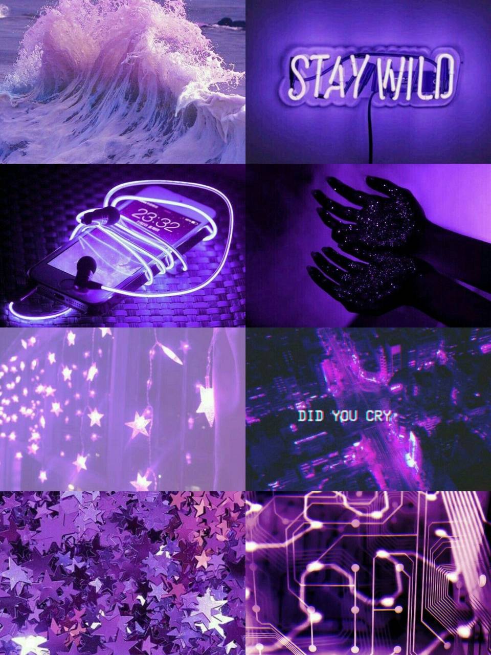 Collage estetico viola neon, 960x1280 Verticale, Mobile