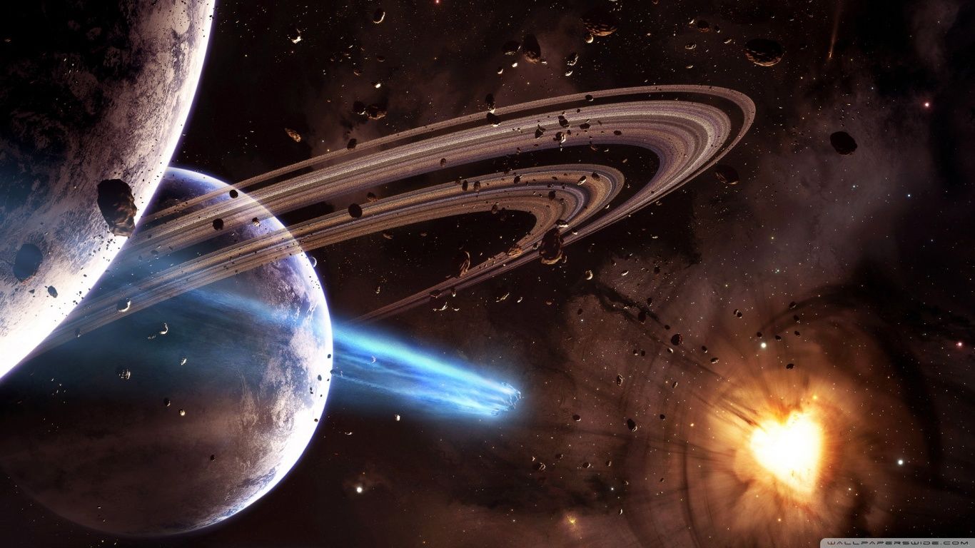 Pianeta con anelli spaziale, 1366x768 HD, Desktop
