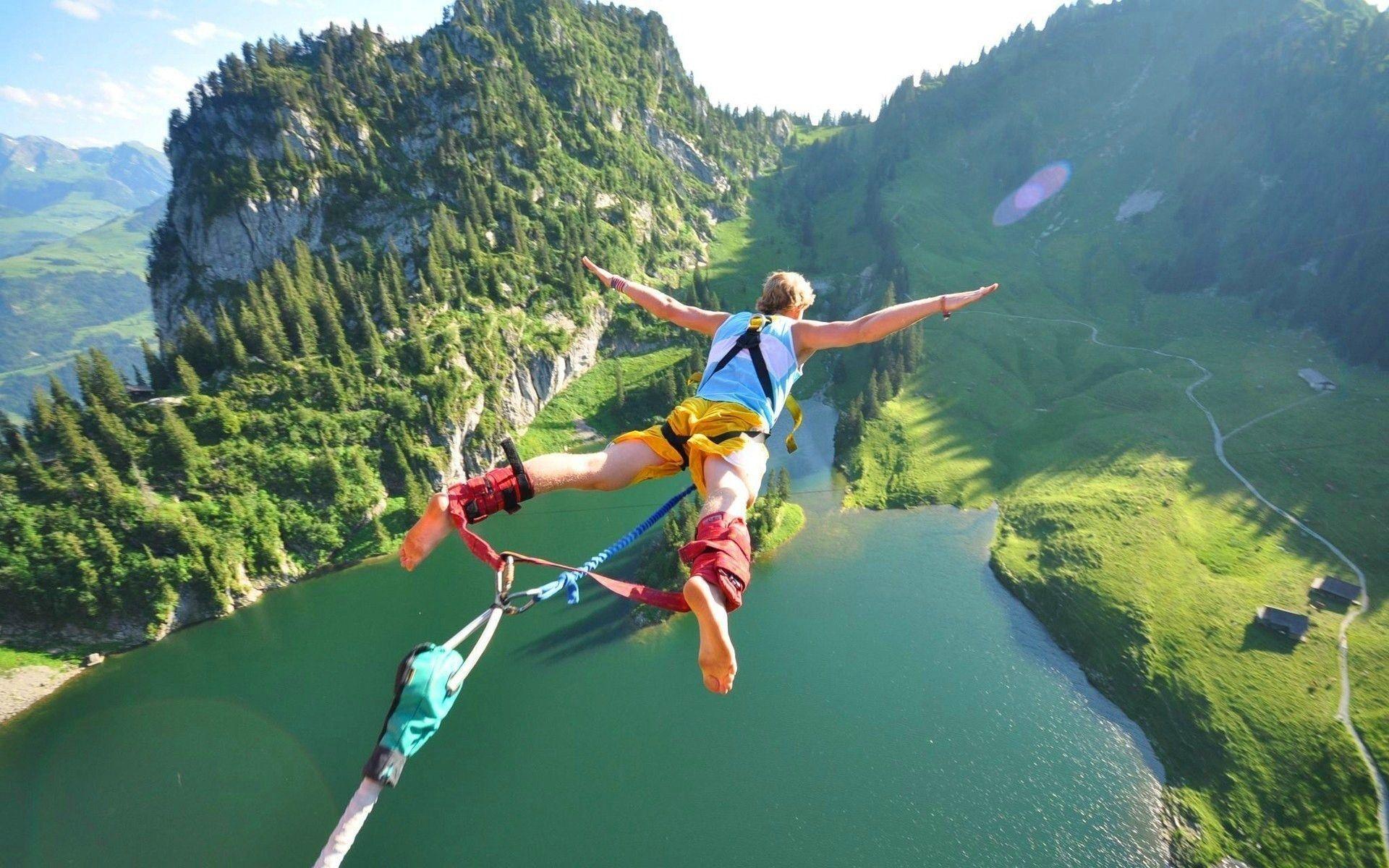Bungee jumping su lago alpino, 1920x1200 Full HD+, Monitor Gaming