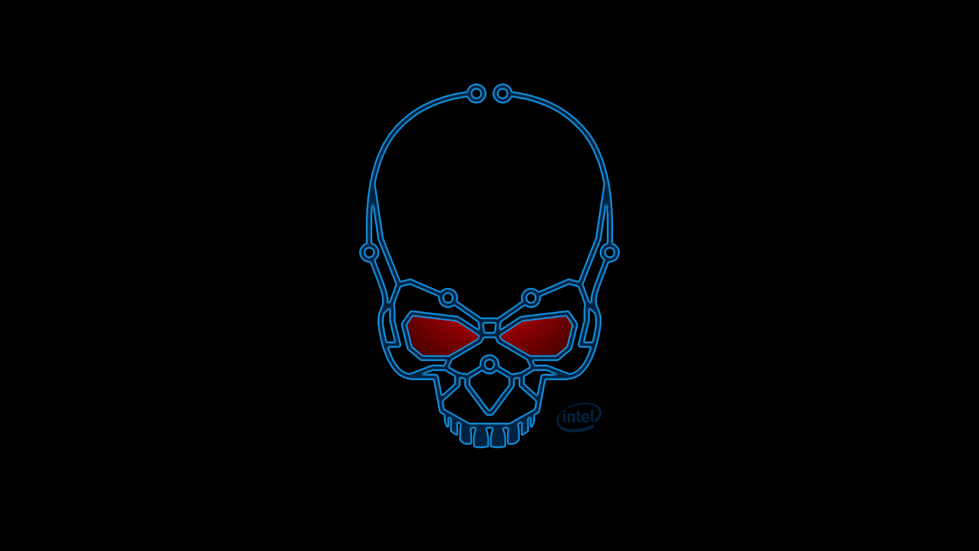 Teschio digitale neon blu, 1920x1080 Full HD 1080p, Desktop