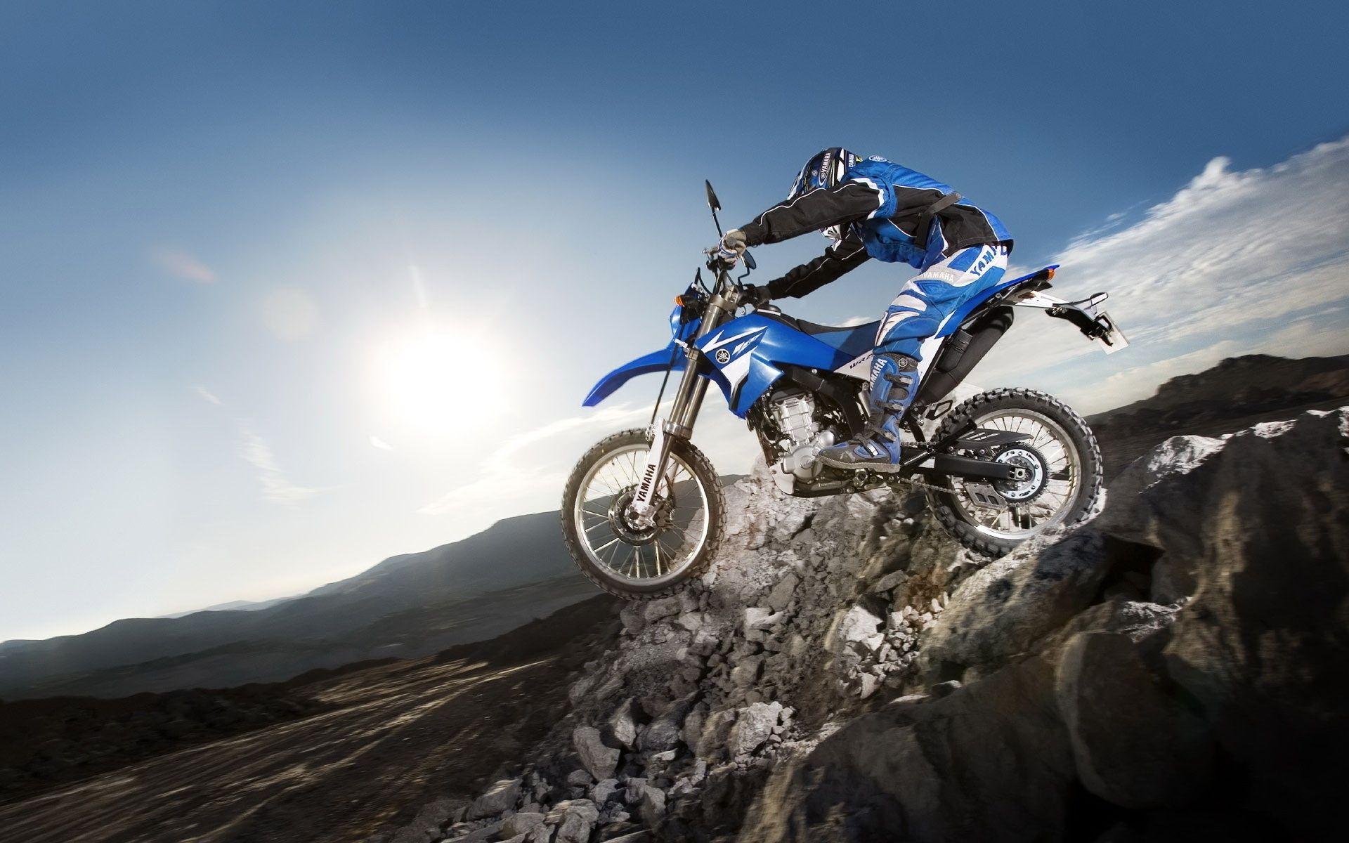 Motocross blu su rocce, 1920x1200 Full HD+, PC Desktop