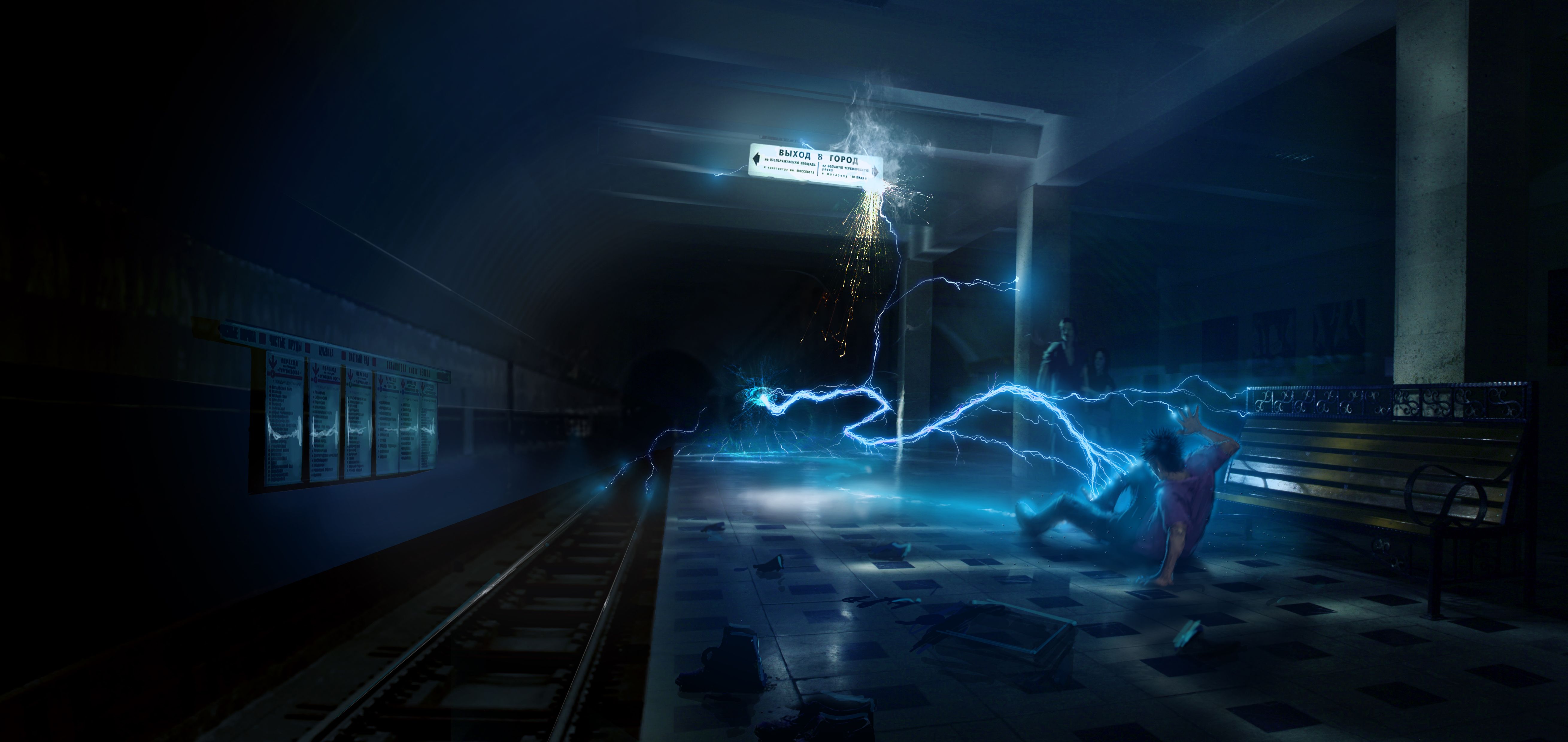 Fulmine alieno stazione metro, 5238x2480 4K, PC Desktop